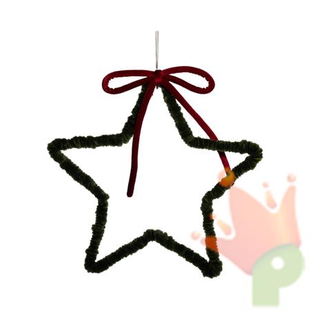 PENDENTE STELLA VERDE CON FIOCCO ROSSO 15CM