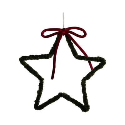 PENDENTE STELLA VERDE CON FIOCCO ROSSO 15CM