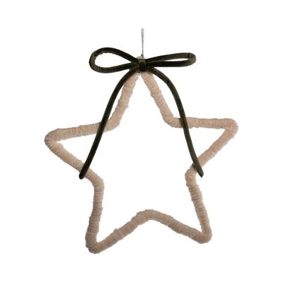 PENDENTE STELLA AVORIO CON FIOCCO VERDE 25CM