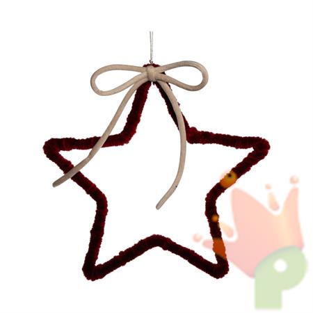 PENDENTE STELLA ROSSO CON FIOCCO AVORIO 25CM