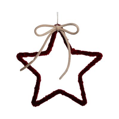 PENDENTE STELLA ROSSO CON FIOCCO AVORIO 25CM