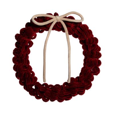 GHIRLANDA FUORIPORTA ROSSO CON FIOCCO AVORIO 13CM