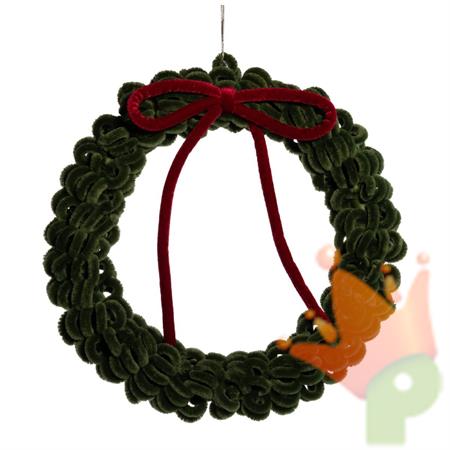 GHIRLANDA FUORIPORTA VERDE CON FIOCCO ROSSO 24CM