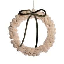 GHIRLANDA FUORIPORTA AVORIO CON FIOCCO VERDE 24CM