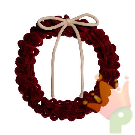 GHIRLANDA FUORIPORTA ROSSO CON FIOCCO AVORIO 24CM