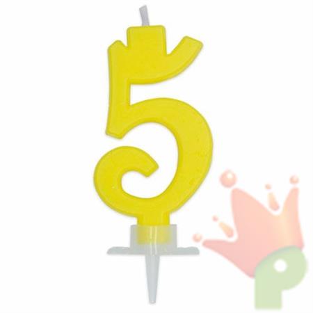 CANDELINA NUMERO 5 CERA ITALIC GIALLO 7CM