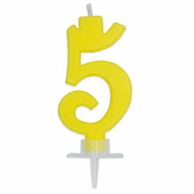 CANDELINA NUMERO 5 CERA ITALIC GIALLO 7CM