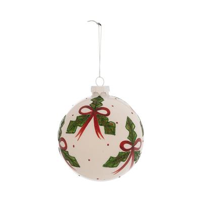 PALLINA IN VETRO BIANCO CON AGRFIOGLI 10CM