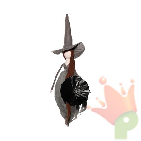 BEFANA CON OMBRELLO GRIGIO/ARANCIO 75CM