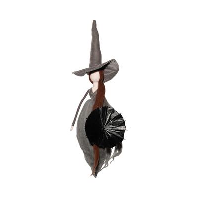 BEFANA CON OMBRELLO GRIGIO/ARANCIO 75CM