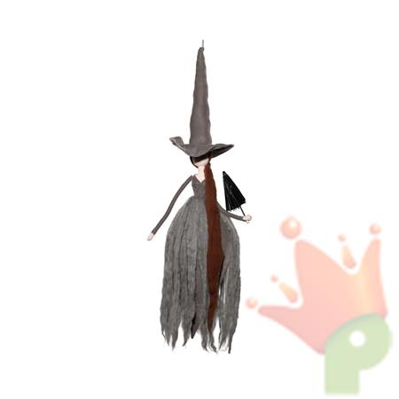BEFANA CON OMBRELLO GRIGIO/ARANCIO 120CM
