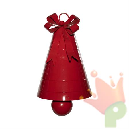 CAMPANA CON FIOCCO IN METALLO ROSSO 39X58CM