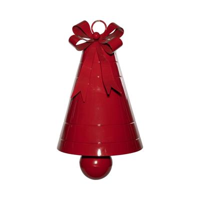 CAMPANA CON FIOCCO IN METALLO ROSSO 39X58CM