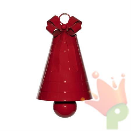 CAMPANA CON FIOCCO IN METALLO ROSSO 30X45CM