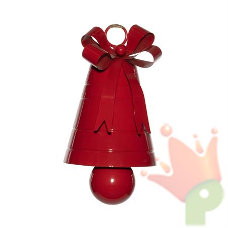 CAMPANA CON FIOCCO IN METALLO ROSSO 20X30CM
