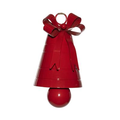 CAMPANA CON FIOCCO IN METALLO ROSSO 20X30CM