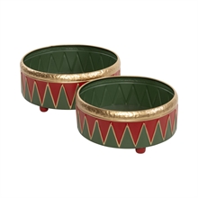 CONTENITORI TAMBURELLI VERDE/ORO/ROSSO 31X13CM 2PZ