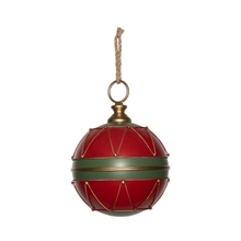 SFERA NATALIZIA IN METALLO ROSSO/VERDE/ORO 31X42CM