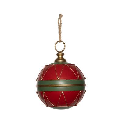 SFERA NATALIZIA IN METALLO ROSSO/VERDE/ORO 31X42CM