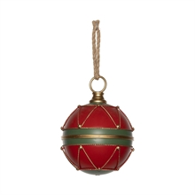 SFERA NATALIZIA IN METALLO ROSSO/VERDE/ORO 20X28CM