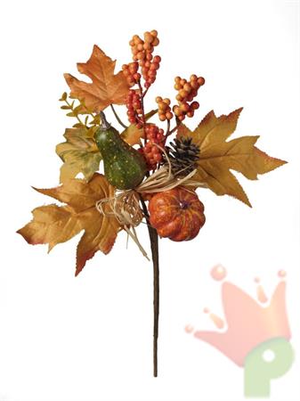 RAMO ZUCCHE,BACCHE E PIGNE 41CM COLORE NATURALE