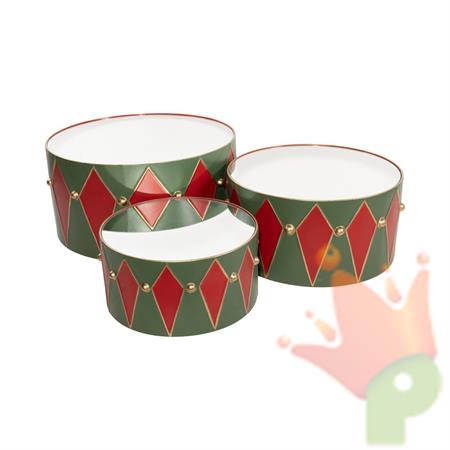 ALZATINE TAMBURELLI CON SPECCHIO VERDE/ROSSO 61CM 3PZ