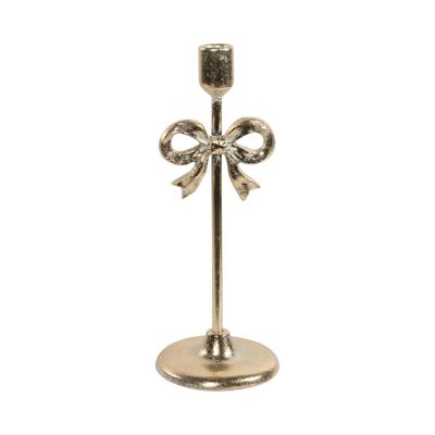 PORTACANDELA IN METALLO CON FIOCCO ORO 30CM