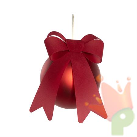 PALLINA DI NATALE IN VETRO ROSSO CON FIOCCO ROSSO 15CM