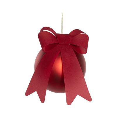 PALLINA DI NATALE IN VETRO ROSSO CON FIOCCO ROSSO 15CM