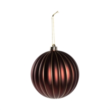 PALLINA DI NATALE IN VETRO BORDEAUX CON LINEE ORO 15CM