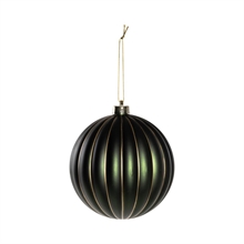 PALLINA DI NATALE IN VETRO VERDE CON LINEE ORO 15CM