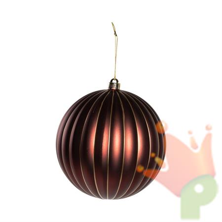 PALLINA DI NATALE IN VETRO BORDEUAX CON LINEE ORO 20CM