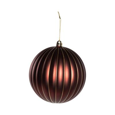 PALLINA DI NATALE IN VETRO BORDEUAX CON LINEE ORO 20CM