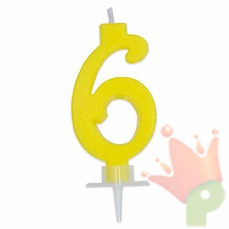 CANDELINA NUMERO 6 CERA ITALIC GIALLO 7CM