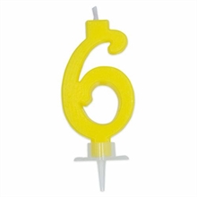 CANDELINA NUMERO 6 CERA ITALIC GIALLO 7CM