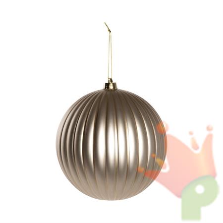 PALLINA DI NATALE IN VETRO CHAMPAGNE CON LINEE ORO 20CM