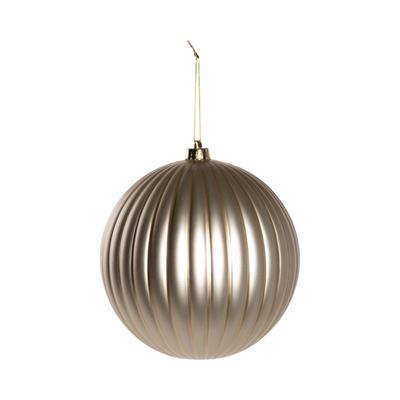 PALLINA DI NATALE IN VETRO CHAMPAGNE CON LINEE ORO 20CM