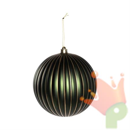 PALLINA DI NATALE IN VETRO VERDE CON LINEE ORO 20CM