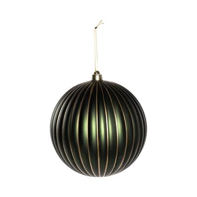 PALLINA DI NATALE IN VETRO VERDE CON LINEE ORO 20CM