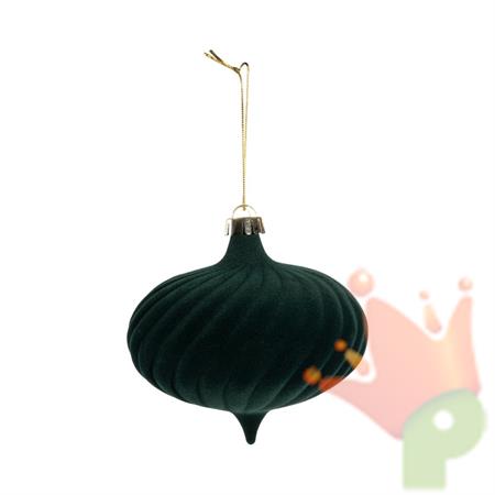 PENDENTE IN VETRO GOCCIA FLOCCATA VERDE 15CM