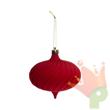 PENDENTE IN VETRO GOCCIA FLOCCATA ROSSO 15CM