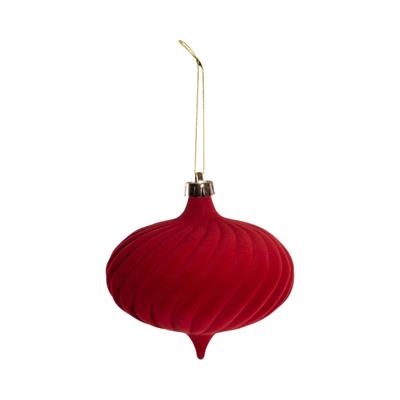PENDENTE IN VETRO GOCCIA FLOCCATA ROSSO 15CM