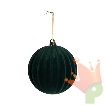 PALLINA DI NATALE FLOCCATA VERDE 10CM
