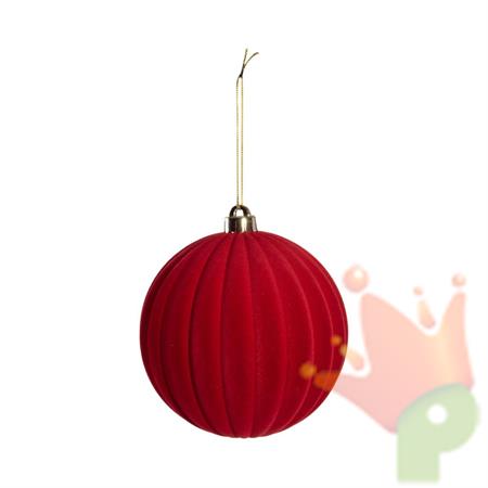 PALLINA DI NATALE FLOCCATA ROSSO 20CM