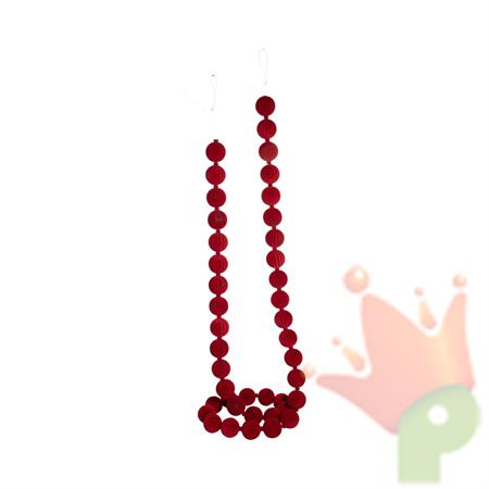 GHIRLANDA DI PALLINE FLOCCATE ROSSO 4X180CM