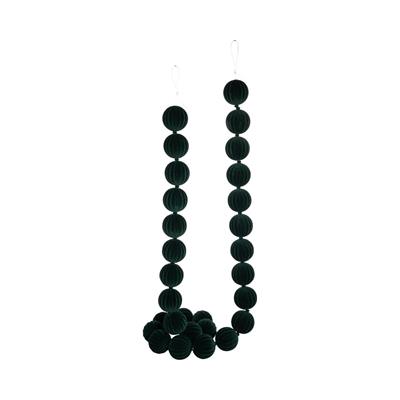GHIRLANDA DI PALLINE FLOCCATE VERDE 6X180CM