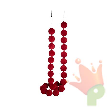 GHIRLANDA DI PALLINE FLOCCATE ROSSO 6X180CM
