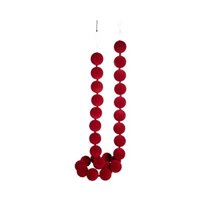 GHIRLANDA DI PALLINE FLOCCATE ROSSO 6X180CM