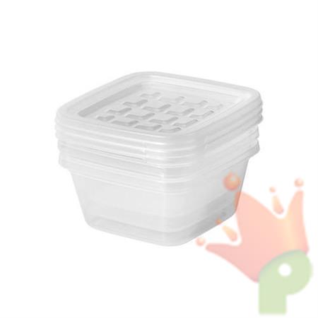 CONTENITORI FREEZY QUADRATO TRASPARENTE 0.5L SET DA 3