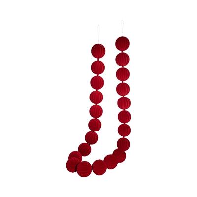GHIRLANDA DI PALLINE FLOCCATE ROSSO 8X180CM